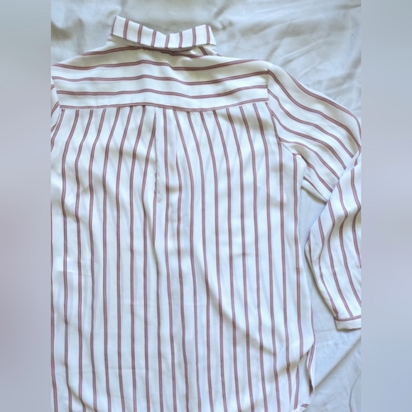 Adrianna Papell Red Striped Button Blouse - Picture 5 of 7